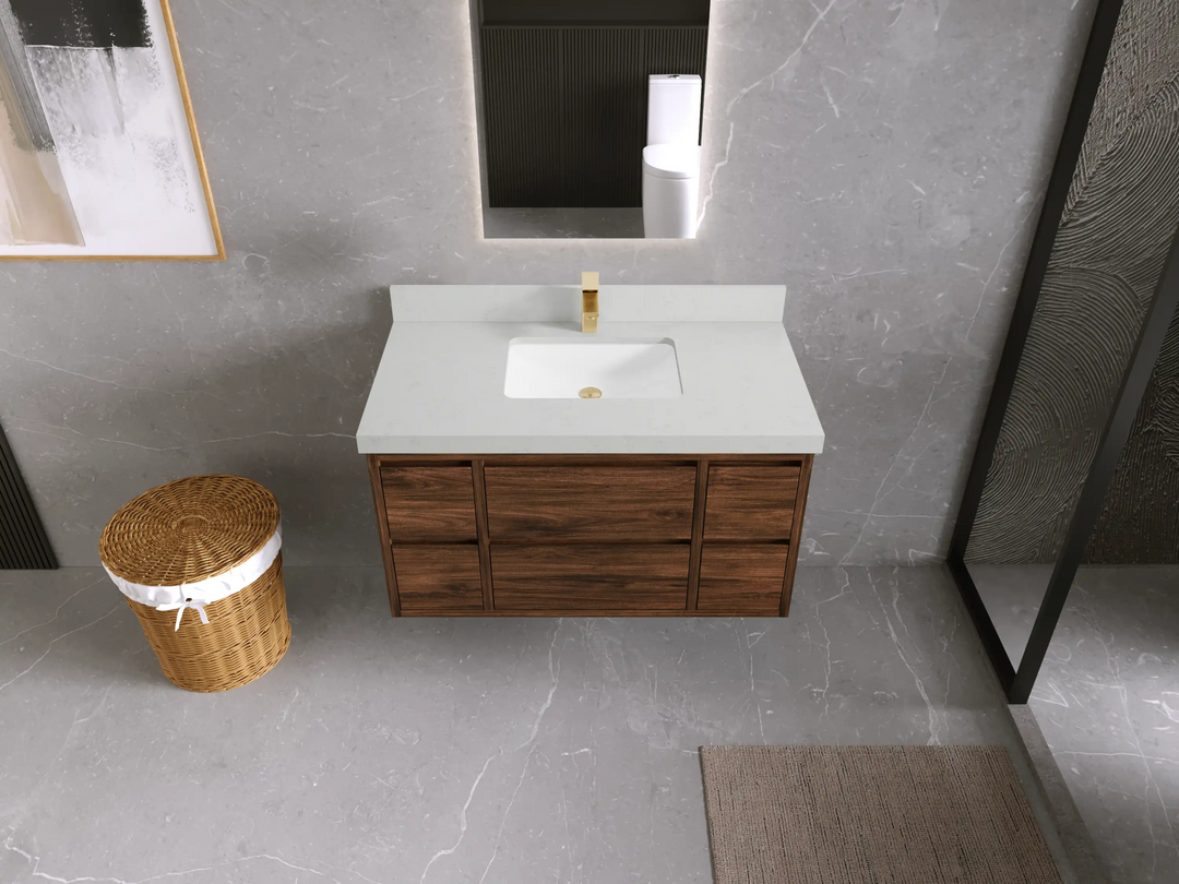 Madison Floating Teak 42 in. W x 22 in. D Single Sink Bathroom Vanity - Willow Bath and Vanity