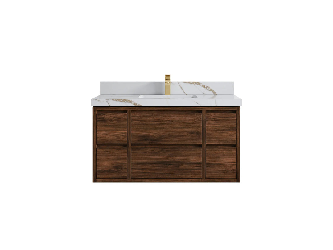 Madison Floating Teak 42 in. W x 22 in. D Single Sink Bathroom Vanity - Willow Bath and Vanity