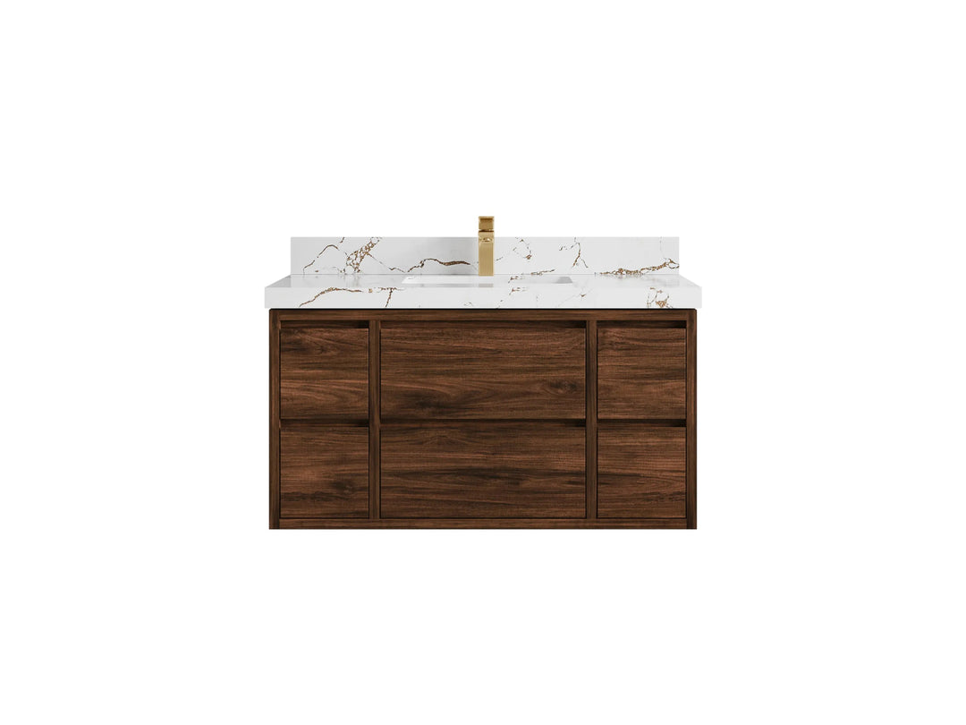Madison Floating Teak 42 in. W x 22 in. D Single Sink Bathroom Vanity - Willow Bath and Vanity
