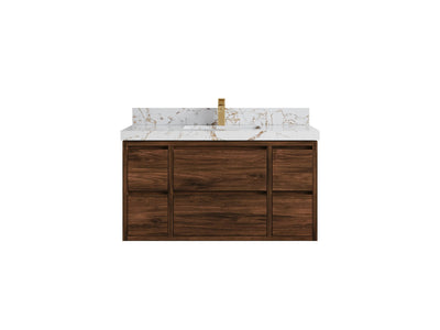 Madison Floating Teak 42 in. W x 22 in. D Single Sink Bathroom Vanity - Willow Bath and Vanity