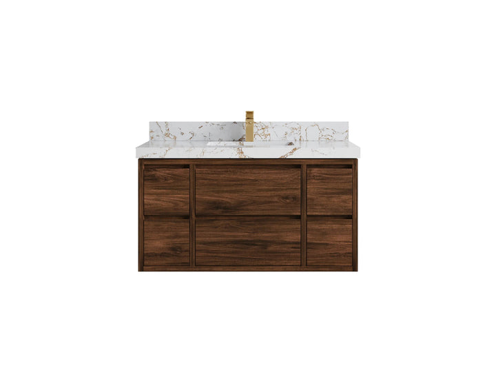 Madison Floating Teak 42 in. W x 22 in. D Single Sink Bathroom Vanity - photo 16
