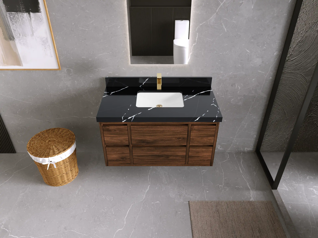 Madison Floating Teak 42 in. W x 22 in. D Single Sink Bathroom Vanity - Willow Bath and Vanity