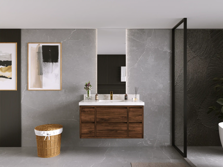 Madison Floating Teak 42 in. W x 22 in. D Single Sink Bathroom Vanity - photo 4