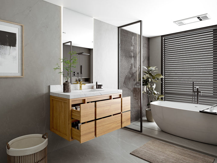 Madison Floating Teak 42 in. W x 22 in. D Single Sink Bathroom Vanity - photo 3