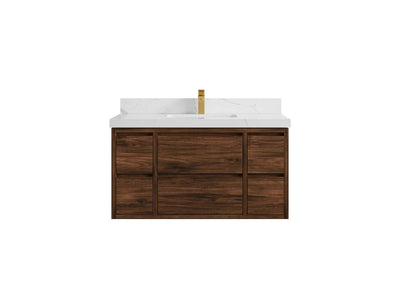 Madison Floating Teak 42 in. W x 22 in. D Single Sink Bathroom Vanity - Willow Bath and Vanity