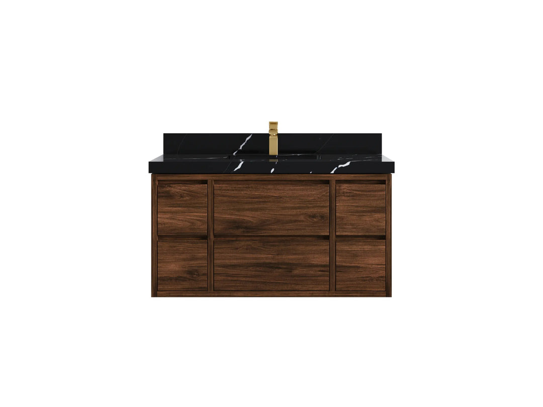 Madison Floating Teak 42 in. W x 22 in. D Single Sink Bathroom Vanity - Willow Bath and Vanity