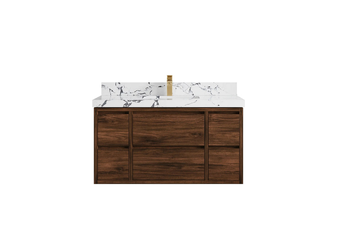 Madison Floating Teak 42 in. W x 22 in. D Single Sink Bathroom Vanity - Willow Bath and Vanity