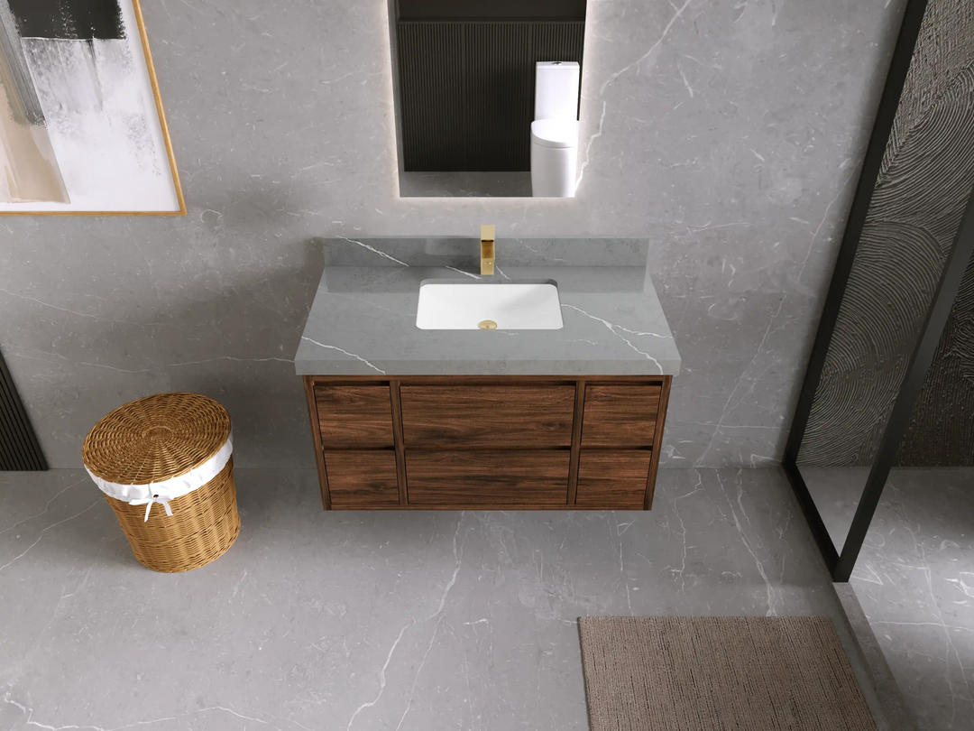 Madison Floating Teak 42 in. W x 22 in. D Single Sink Bathroom Vanity - Willow Bath and Vanity