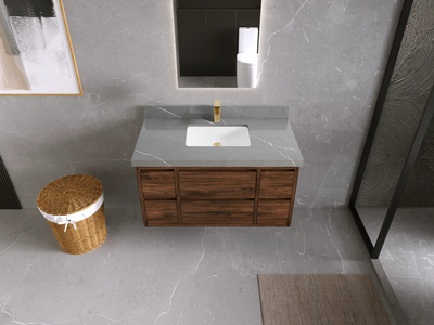 Madison Floating Teak 42 in. W x 22 in. D Single Sink Bathroom Vanity - Willow Bath and Vanity