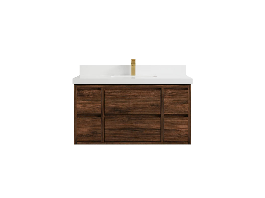 Madison Floating Teak 42 in. W x 22 in. D Single Sink Bathroom Vanity - Willow Bath and Vanity