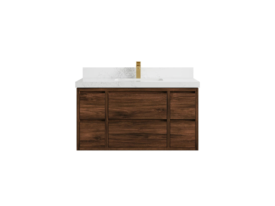 Madison Floating Teak 42 in. W x 22 in. D Single Sink Bathroom Vanity - Willow Bath and Vanity