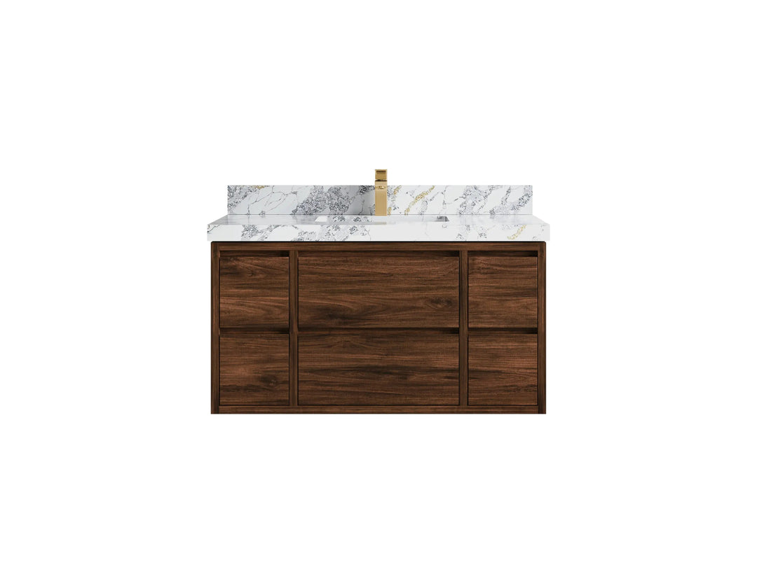 Madison Floating Teak 42 in. W x 22 in. D Single Sink Bathroom Vanity - Willow Bath and Vanity
