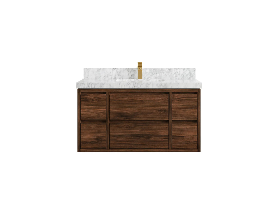 Madison Floating Teak 42 in. W x 22 in. D Single Sink Bathroom Vanity - Willow Bath and Vanity