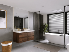 Madison Floating Teak 48 in. W x 22 in. D Double Sink Bathroom Vanity - photo 2