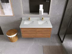 Madison Floating Teak 48 in. W x 22 in. D Double Sink Bathroom Vanity - photo 7