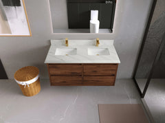Madison Floating Teak 48 in. W x 22 in. D Double Sink Bathroom Vanity - photo 15