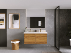 Madison Floating Teak 48 in. W x 22 in. D Double Sink Bathroom Vanity - photo 4