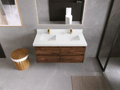 Madison Floating Teak 48 in. W x 22 in. D Double Sink Bathroom Vanity - photo 11