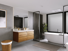 Madison Floating Teak 48 in. W x 22 in. D Double Sink Bathroom Vanity - photo 2