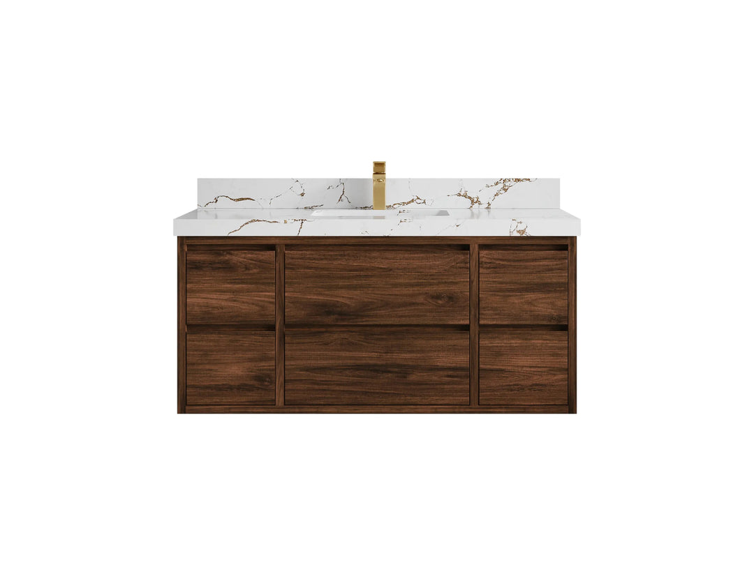 Madison Floating Teak 48 in. W x 22 in. D Single Sink Bathroom Vanity - Willow Bath and Vanity