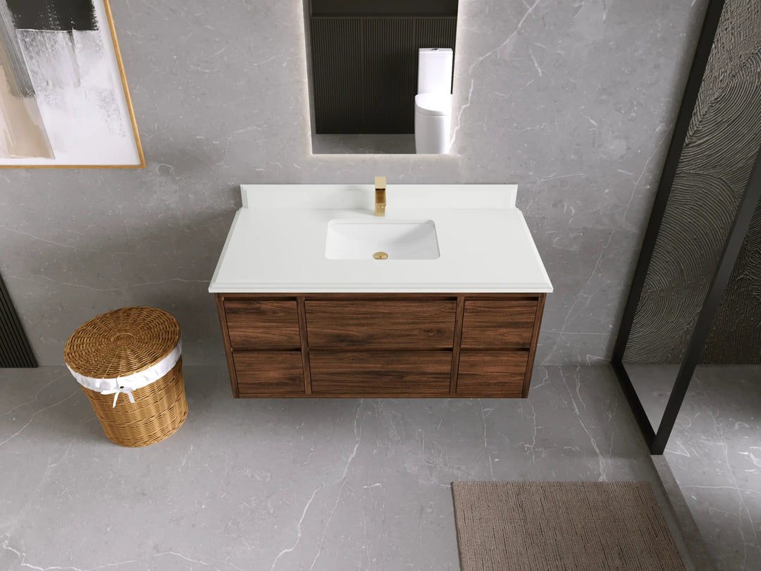 Madison Floating Teak 48 in. W x 22 in. D Single Sink Bathroom Vanity - Willow Bath and Vanity