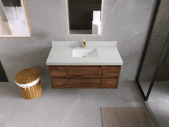 Madison Floating Teak 48 in. W x 22 in. D Single Sink Bathroom Vanity - photo 37