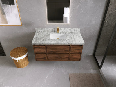 Madison Floating Teak 48 in. W x 22 in. D Single Sink Bathroom Vanity - Willow Bath and Vanity