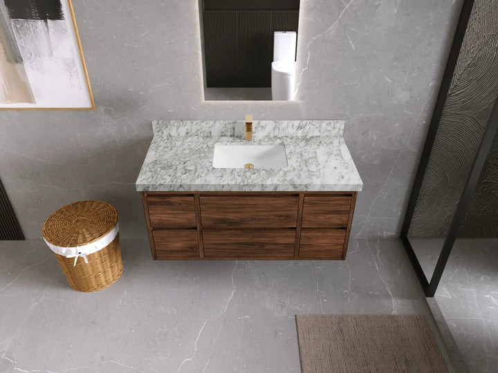 Madison Floating Teak 48 in. W x 22 in. D Single Sink Bathroom Vanity - photo 35