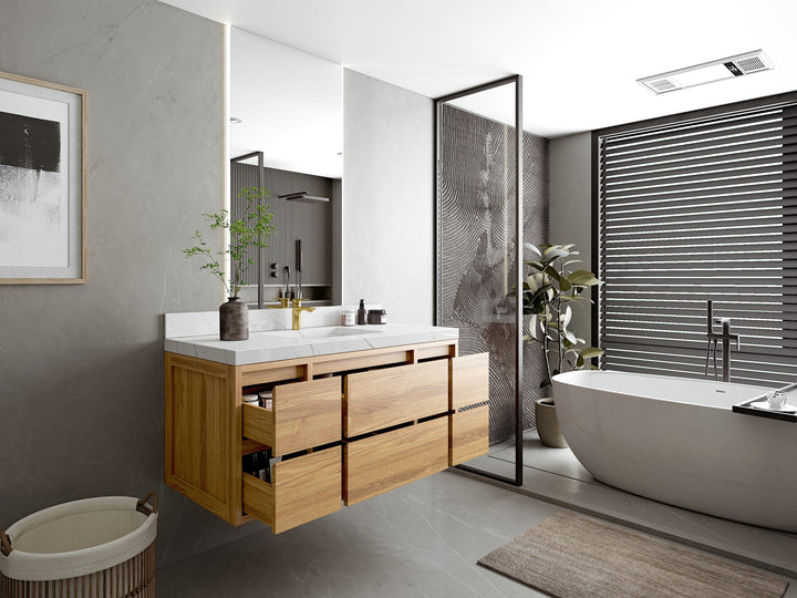 Madison Floating Teak 48 in. W x 22 in. D Single Sink Bathroom Vanity - photo 3