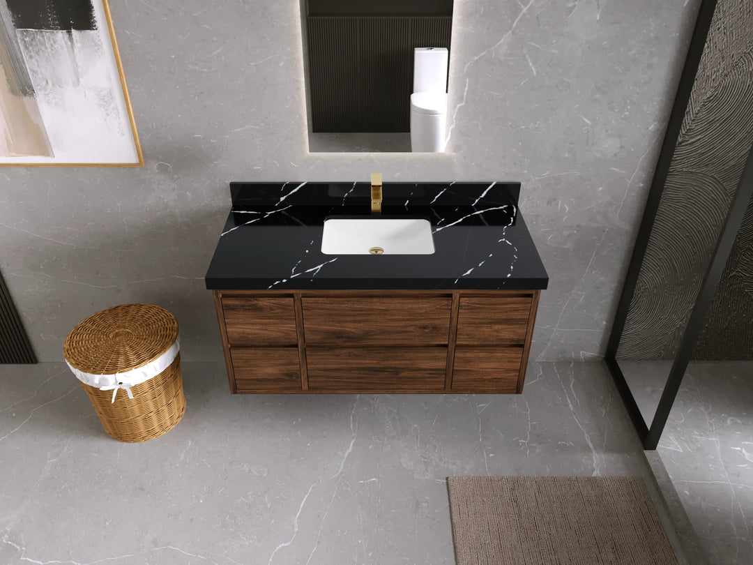 Madison Floating Teak 48 in. W x 22 in. D Single Sink Bathroom Vanity - Willow Bath and Vanity