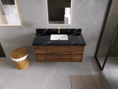 Madison Floating Teak 48 in. W x 22 in. D Single Sink Bathroom Vanity - Willow Bath and Vanity