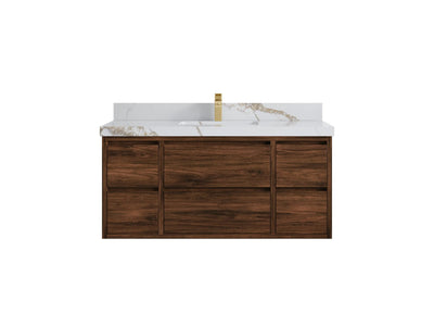 Madison Floating Teak 48 in. W x 22 in. D Single Sink Bathroom Vanity - Willow Bath and Vanity