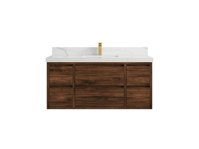 Madison Floating Teak 48 in. W x 22 in. D Single Sink Bathroom Vanity - Willow Bath and Vanity