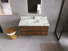 Madison Floating Teak 48 in. W x 22 in. D Single Sink Bathroom Vanity - photo 13