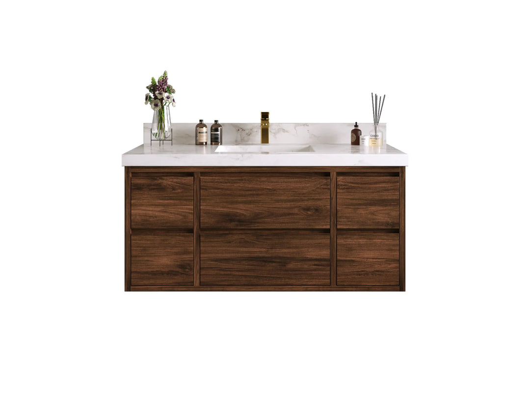 Madison Floating Teak 48 in. W x 22 in. D Single Sink Bathroom Vanity - Willow Bath and Vanity