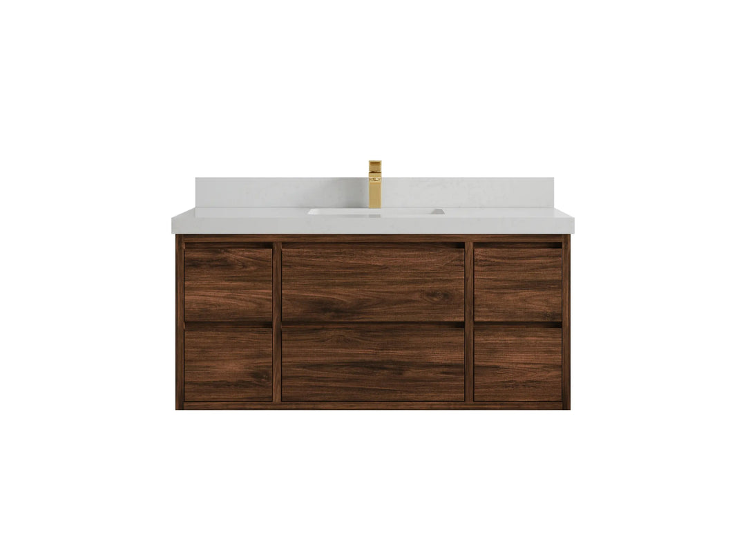 Madison Floating Teak 48 in. W x 22 in. D Single Sink Bathroom Vanity - Willow Bath and Vanity