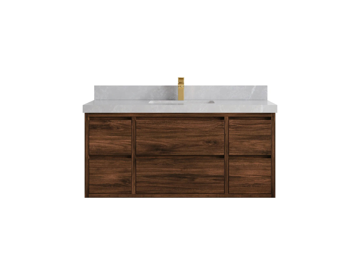 Madison Floating Teak 48 in. W x 22 in. D Single Sink Bathroom Vanity - Willow Bath and Vanity