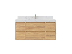 Madison Floating Teak 48 in. W x 22 in. D Single Sink Bathroom Vanity - photo 1