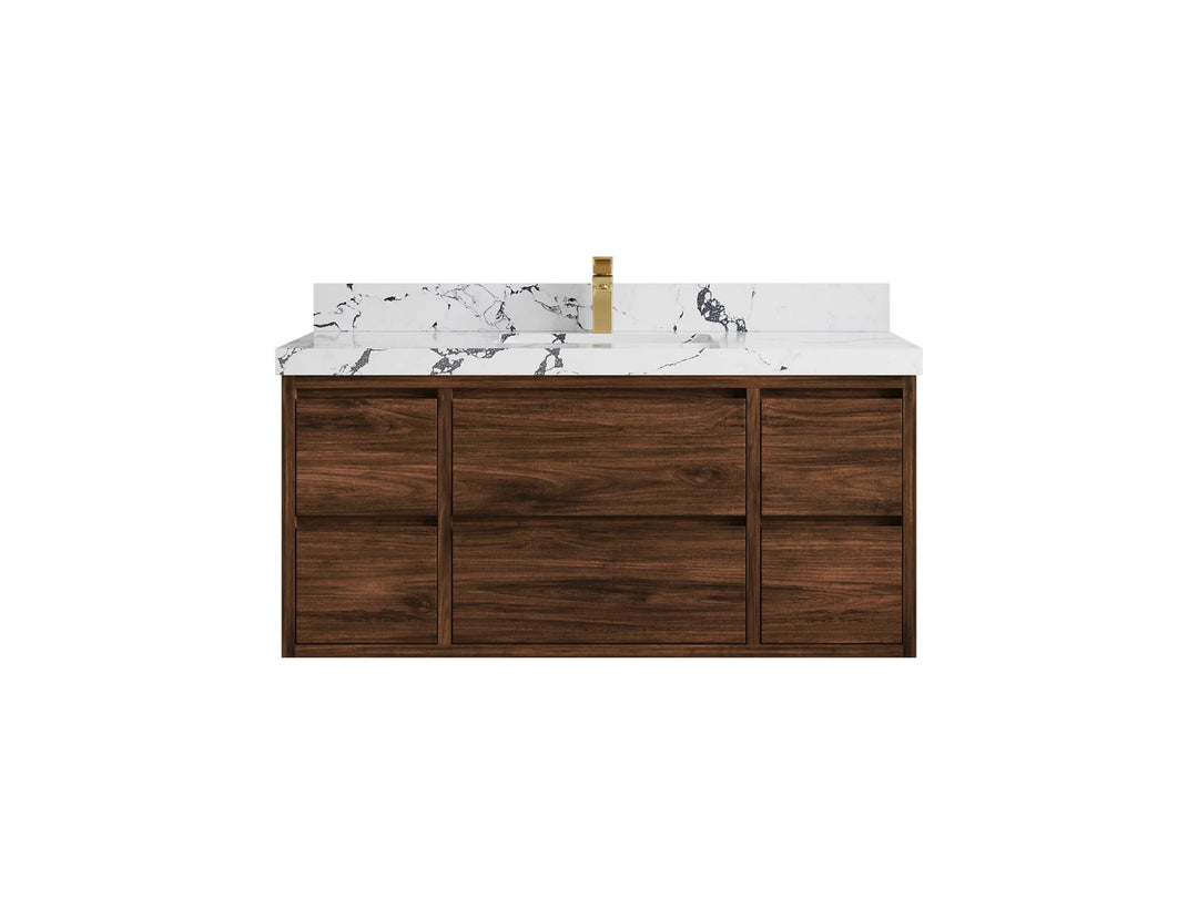 Madison Floating Teak 48 in. W x 22 in. D Single Sink Bathroom Vanity - Willow Bath and Vanity