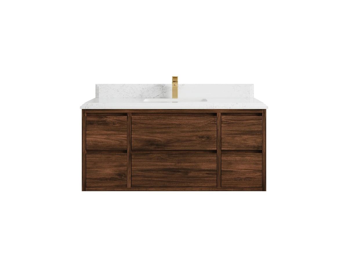Madison Floating Teak 48 in. W x 22 in. D Single Sink Bathroom Vanity - Willow Bath and Vanity