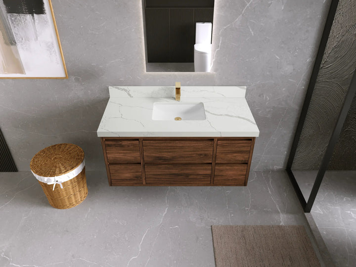 Madison Floating Teak 48 in. W x 22 in. D Single Sink Bathroom Vanity - photo 27