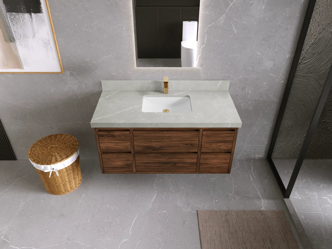 Madison Floating Teak 48 in. W x 22 in. D Single Sink Bathroom Vanity - Willow Bath and Vanity