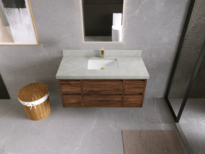 Madison Floating Teak 48 in. W x 22 in. D Single Sink Bathroom Vanity - Willow Bath and Vanity