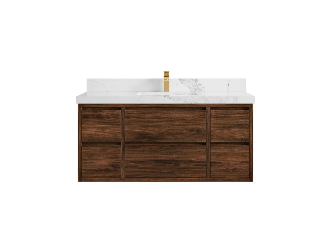 Madison Floating Teak 48 in. W x 22 in. D Single Sink Bathroom Vanity - Willow Bath and Vanity