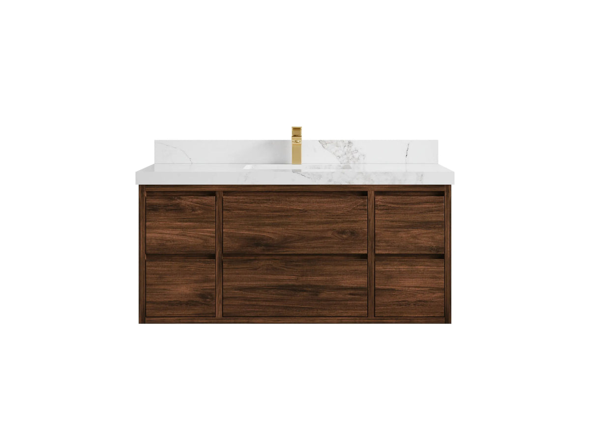 Madison Floating Teak 48 in. W x 22 in. D Single Sink Bathroom Vanity - Willow Bath and Vanity