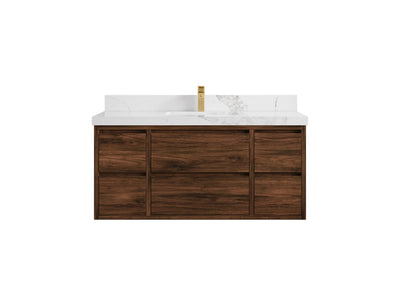 Madison Floating Teak 48 in. W x 22 in. D Single Sink Bathroom Vanity - Willow Bath and Vanity