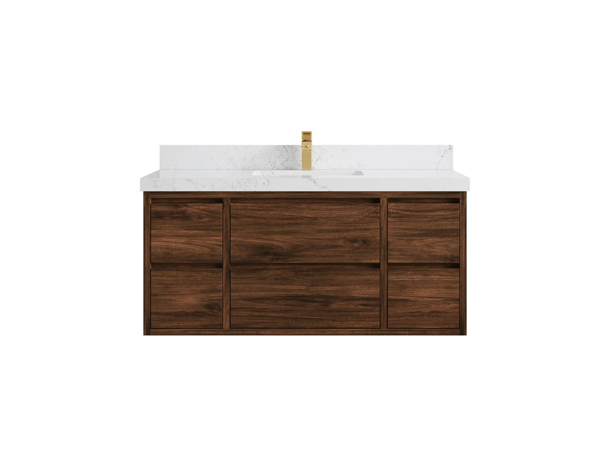 Madison Floating Teak 48 in. W x 22 in. D Single Sink Bathroom Vanity - Willow Bath and Vanity