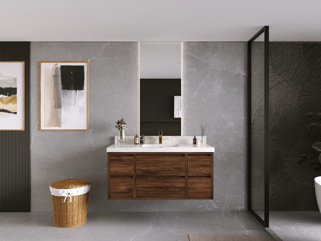 Madison Floating Teak 48 in. W x 22 in. D Single Sink Bathroom Vanity - Willow Bath and Vanity