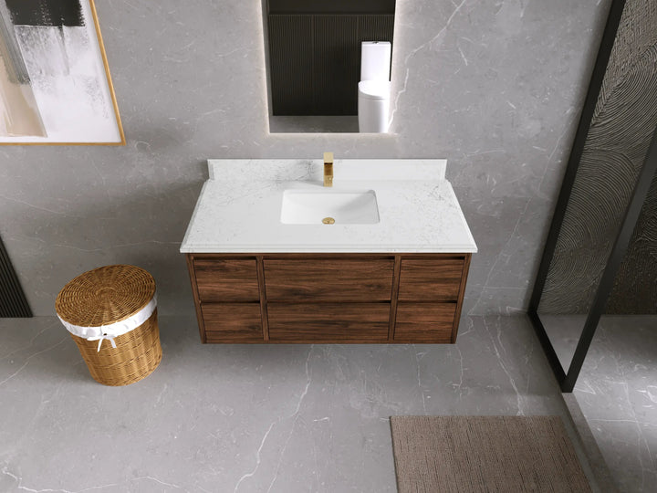 Madison Floating Teak 48 in. W x 22 in. D Single Sink Bathroom Vanity - photo 41