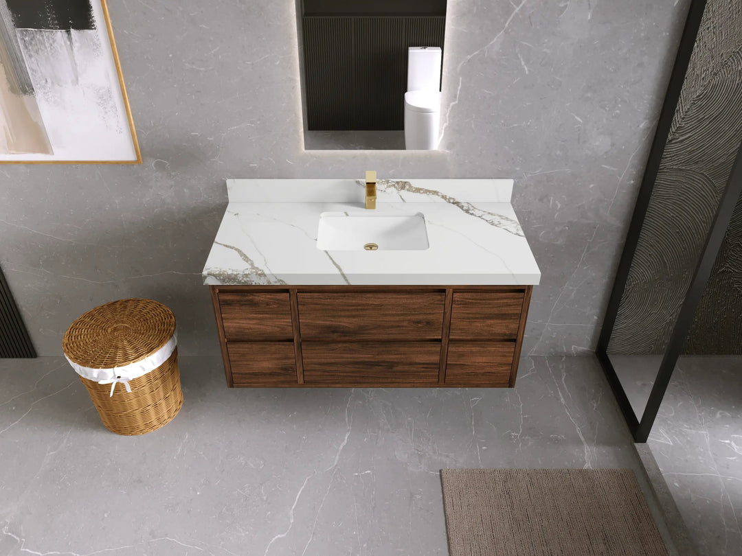 Madison Floating Teak 48 in. W x 22 in. D Single Sink Bathroom Vanity - Willow Bath and Vanity